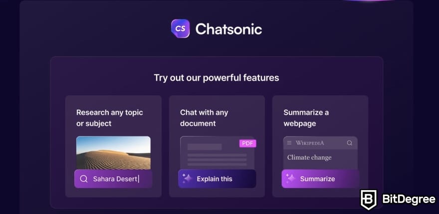 Best AI tools: Chatsonic's pros displayed on the webpage. Best AI tools: Chatsonic's pros displayed on the webpage.