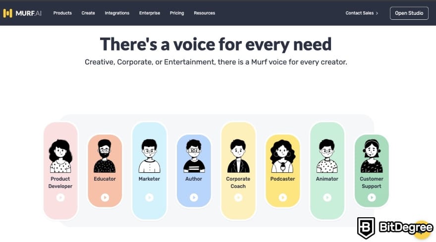 Best AI tools: Murf AI website with illustrations of voices. Best AI tools: Murf AI website with illustrations of voices.
