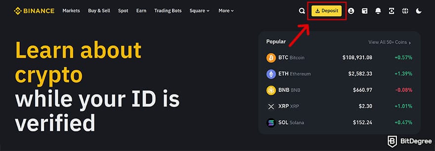 Binance Review: go to deposit page. Binance Review: go to deposit page.