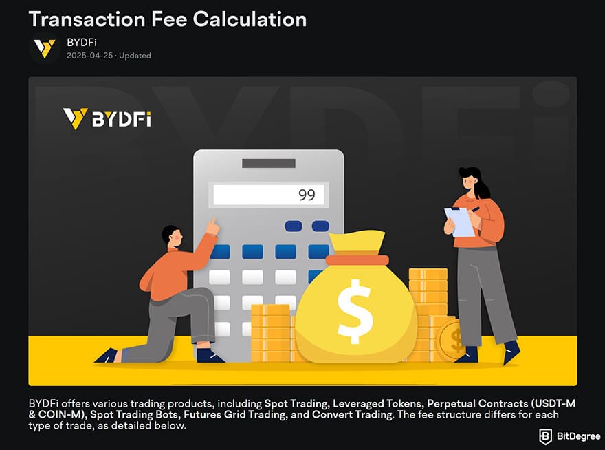 BYDFi review: transaction fee calculation. BYDFi review: transaction fee calculation.