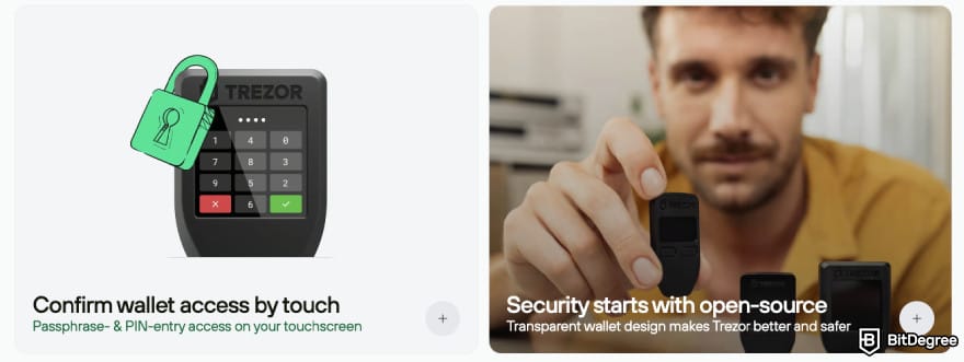 Hardware crypto wallet: Trezor Model T security features. Hardware crypto wallet: Trezor Model T security features.