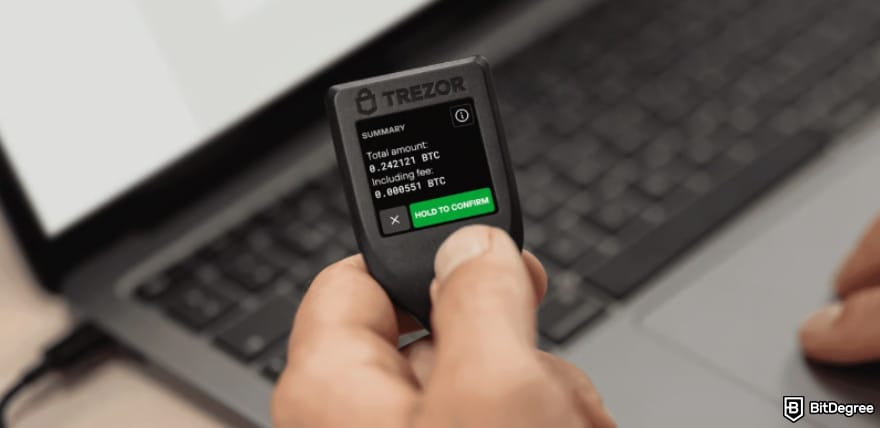 Hardware crypto wallet: Trezor Model T. Hardware crypto wallet: Trezor Model T.