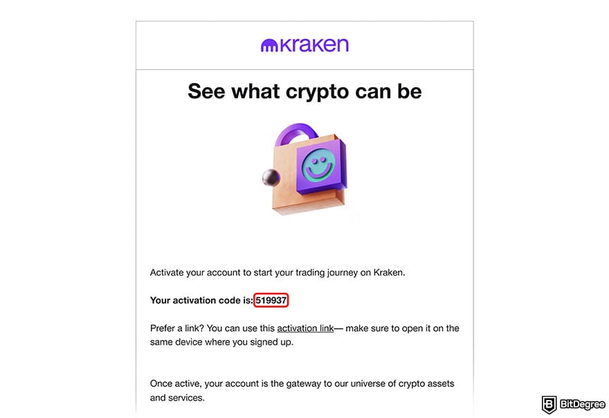 Kraken review: email verification.