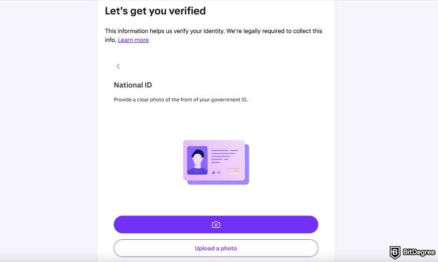 Kraken review: upload your official document.