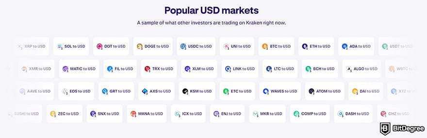 Kraken review: popular USD trading pairs on Kraken.