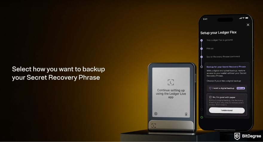 Ledger Flex review: choose the backup method. Ledger Flex review: choose the backup method.