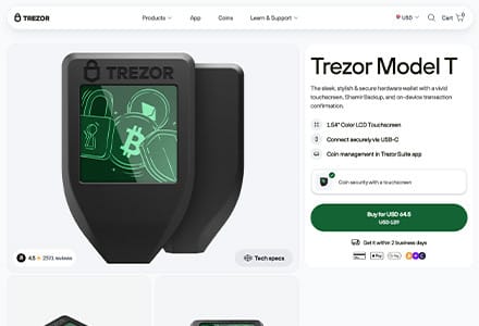 Trezor Model T - The First Hardware Wallet That Implemented Shamir Backup