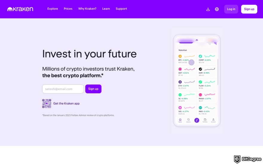 WEEX review: a screenshot of Kraken homepage. WEEX review: a screenshot of Kraken homepage.