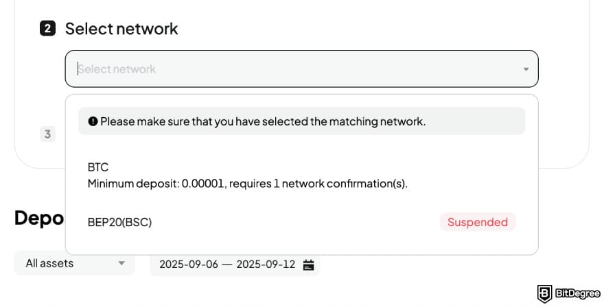 WEEX review: select a network for your deposit. WEEX review: select a network for your deposit.